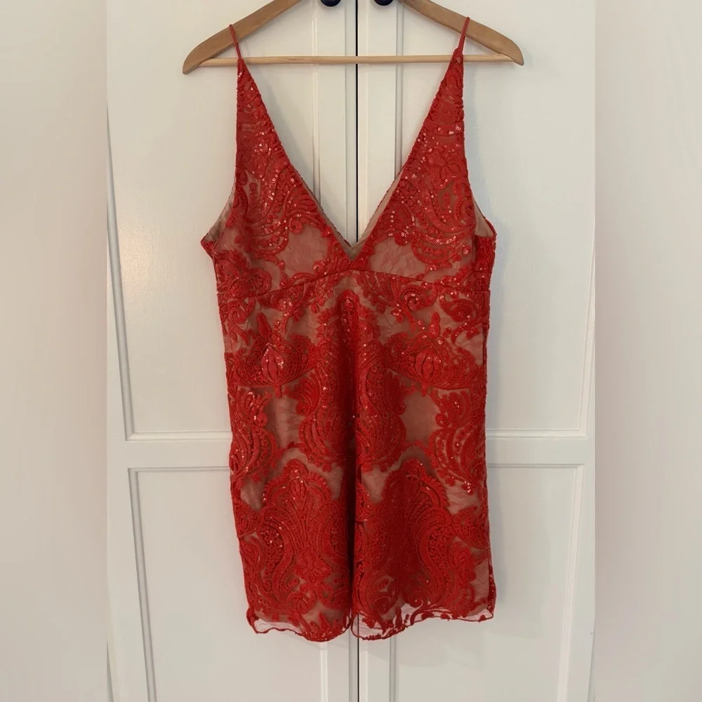 ♥️ Free People Night Shimmers Dress in Red